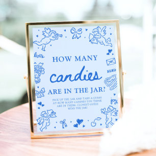 Blue Valentine Raad Hoeveel Snoepjes Baby Shower Poster