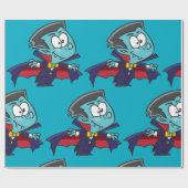 Blue Vampire Boy with Cape Cute Dracula Cadeaupapier (Vlak)