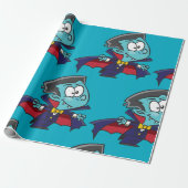 Blue Vampire Boy with Cape Cute Dracula Cadeaupapier (Uitgerold)