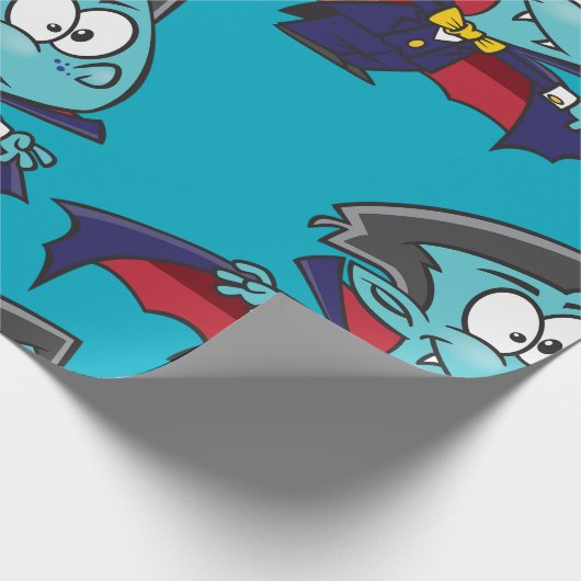 Blue Vampire Boy with Cape Cute Dracula Cadeaupapier (Hoek)