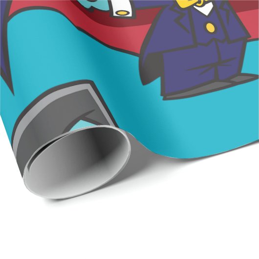 Blue Vampire Boy with Cape Cute Dracula Cadeaupapier (Rol Hoek)