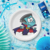 Blue Vampire Boy with Cape Cute Dracula Papieren Bordje (Feest)
