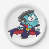 Blue Vampire Boy with Cape Cute Dracula Papieren Bordje (Voorkant)