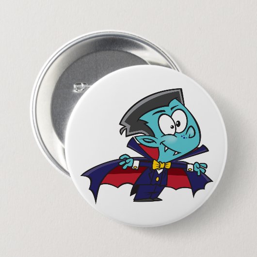 Blue Vampire Boy with Cape Cute Dracula Ronde Button 7,6 Cm (Voorkant /achterkant)