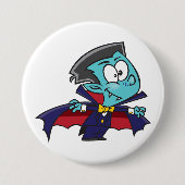 Blue Vampire Boy with Cape Cute Dracula Ronde Button 7,6 Cm (Voorkant)