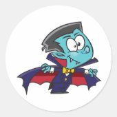 Blue Vampire Boy with Cape Cute Dracula Ronde Sticker (Voorkant)