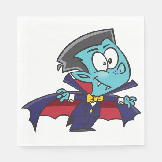 Blue Vampire Boy with Cape Cute Dracula Servet (Voorkant)