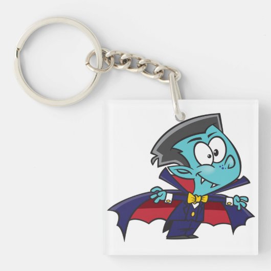 Blue Vampire Boy with Cape Cute Dracula Sleutelhanger (Voorkant)