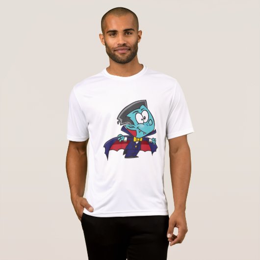 Blue Vampire Boy with Cape Cute Dracula T-shirt (Voorkant volledig)