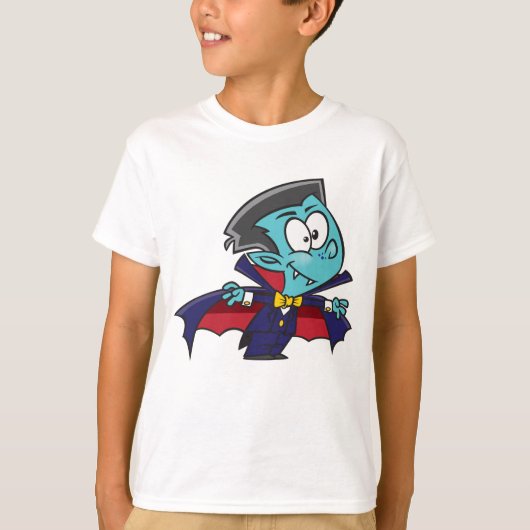 Blue Vampire Boy with Cape Cute Dracula T-shirt (Voorkant)