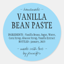 Blue Vanilla Bean Paste Bottle Homemade extract Ronde Sticker