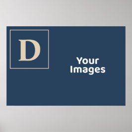 Blue/Vanilla Family Initiaal Photo Display Poster