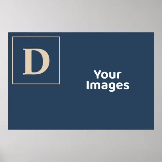 Blue/Vanilla Family Initiaal Photo Display Poster (Voorkant)