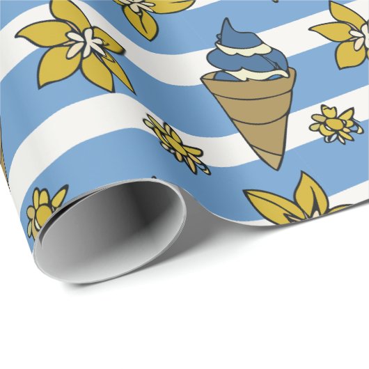 Blue Vanilla Ice Cream Cadeaupapier (Rol Hoek)