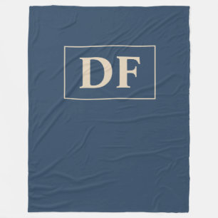 Blue/Vanilla Monogrammed Fleece Deken