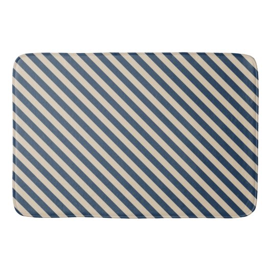 Blue/Vanilla Stripes Bath Mat (Voorkant)