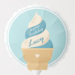Blue Vanilla Swirl Ice Cream Kids Birthday ballon<br><div class="desc">Verpest je met deze schattige ijsje,  gepersonaliseerde ballon voor je kleine zomerfeest. Het vun zomerontwerp in een zacht gedempt kleurenpalet kenmerkt bosbessen en vanille zachte dienen met "Happy Birthday [Name]" op het ijs.</div>