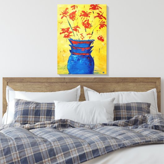 Blue Vase Canvas Afdruk (Insitu (Slaapkamer))