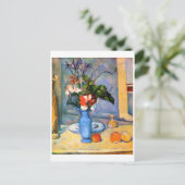 Blue Vase Flowers, Paul Cezanne Briefkaart (Staand voorkant)