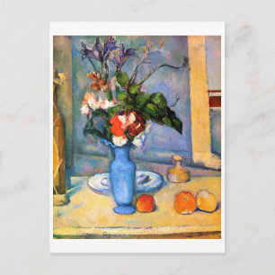 Blue Vase Flowers, Paul Cezanne Briefkaart