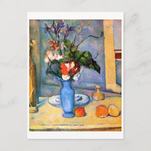 Blue Vase Flowers, Paul Cezanne Briefkaart (Voorkant)