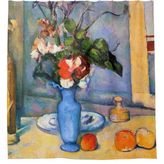 Blue Vase Flowers, Paul Cezanne Douchegordijn (Voorkant)