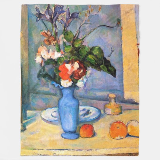 Blue Vase Flowers, Paul Cezanne Fleece Deken (Voorkant)