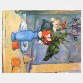 Blue Vase Flowers, Paul Cezanne Fleece Deken (Voorkant (Horizontaal))