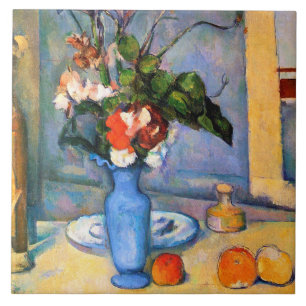 Blue Vase Flowers, Paul Cezanne Tegeltje
