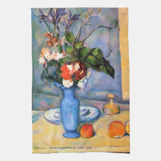 Blue Vase Flowers, Paul Cezanne Theedoek (Verticaal)