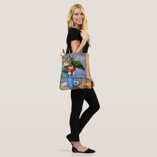 Blue Vase Flowers, Paul Cezanne Tote Bag (Op model)