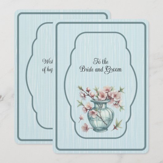 Blue Vase of Pink Apple Blossoms Notitiekaartje (Voorkant / Achterkant)