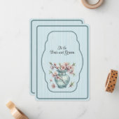 Blue Vase of Pink Apple Blossoms Notitiekaartje (Voorkant / Achterkant in situ)