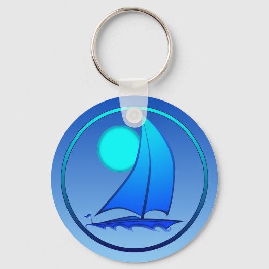 Blue Vector Sailboot Sleutelhanger (Voorkant)