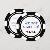 Blue Vegas Bruiloft Elopement Aankondiging Poker (Voorkant / Achterkant)