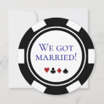 Blue Vegas Bruiloft Elopement Aankondiging Poker<br><div class="desc">Vertroebel je vrienden en familie door ze deze blauwe,  zwarte en witte pokerchip te sturen huwelijkspeldingsaankondigingen en / of feestuitnodigingen. Ze wachten er reikhalzend op om met u mee te gaan naar deze leuke receptie.</div>