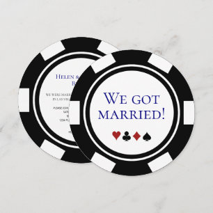 Blue Vegas Bruiloft Elopement Aankondiging Poker