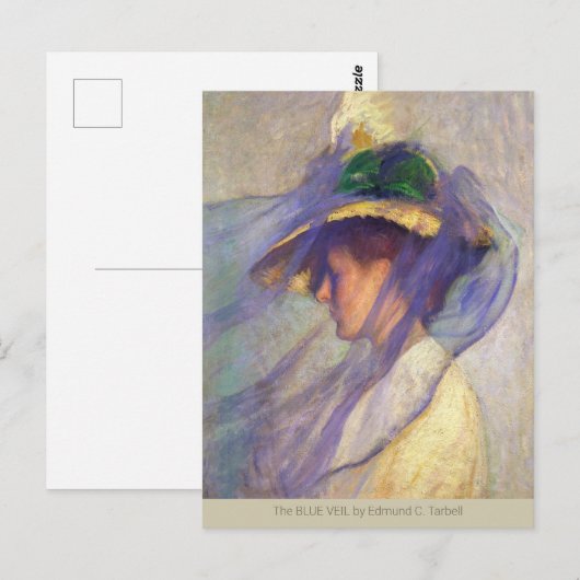 Blue Veil Edmund C Tarbell CC0669 Impressionisme Briefkaart (Voorkant / Achterkant)