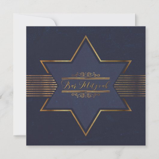 Blue Velvet Bar Mitzvah Invitation Kaart (Voorkant)