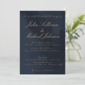 Blue Velvet Blik Calligraphy Wedding Invitation Kaart (Staand voorkant)