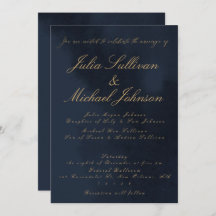 Blue Velvet Blik Calligraphy Wedding Invitation