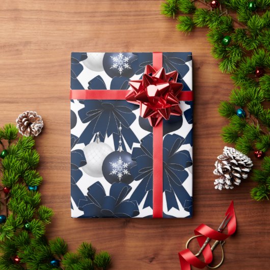 Blue Velvet Bows Ornamenten Vakantie Cadeaupapier (Feestdagen Geschenken)