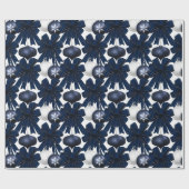 Blue Velvet Bows Ornamenten Vakantie Cadeaupapier (Vlak)