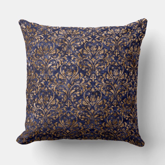 Blue/Velvet Damask Velvet Reversible Pillow Kussen (Voorkant)
