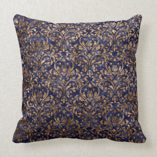 Blue/Velvet Damask Velvet Reversible Pillow Kussen