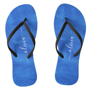 Blue Velvet Monogram Teenslippers