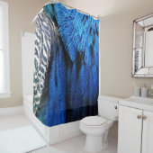 Blue Velvet Peacock Feathers Douchegordijn (In situ)