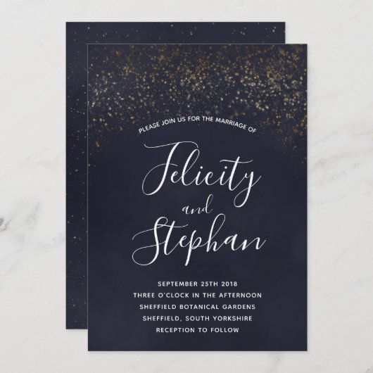 Blue Velvet Wedding Uitnodigingen (Voorkant / Achterkant)