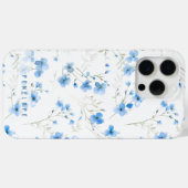 Blue Vergeet me niet gepersonaliseerde iPhone case (Achterkant (horizontaal))