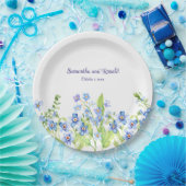 Blue Vergeet me niet Waterverf bruiloft Papieren Bordje (Feest)